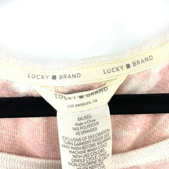 Lucky Brand Women's Size XXL Floral Top & Short 2 Piece Pajama Set Pink Cream - Picture 10 of 10